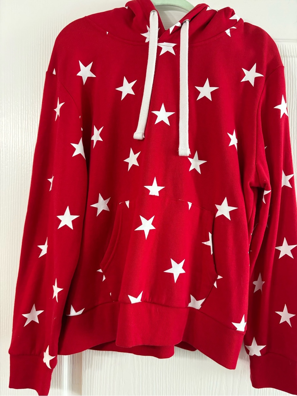 Red Star Print Hoodie with White Stars